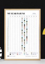 My Year In Runs Poster - Analog Running Tracker (inch)