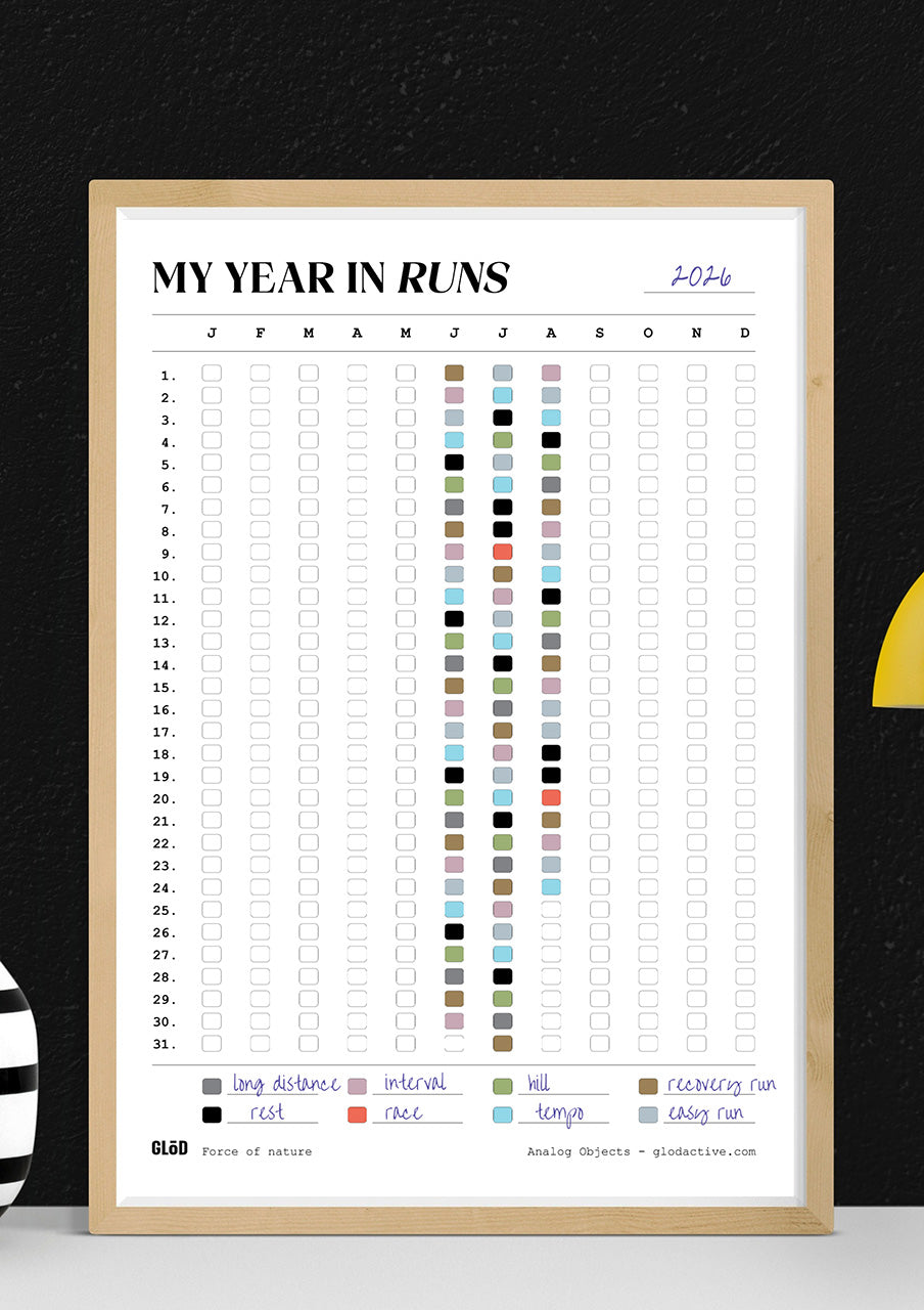 My Year In Runs Poster - Analog Running Tracker (inch)