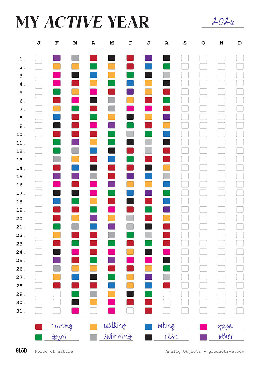 My Active Year Poster - Analog Habit Tracker (cm)
